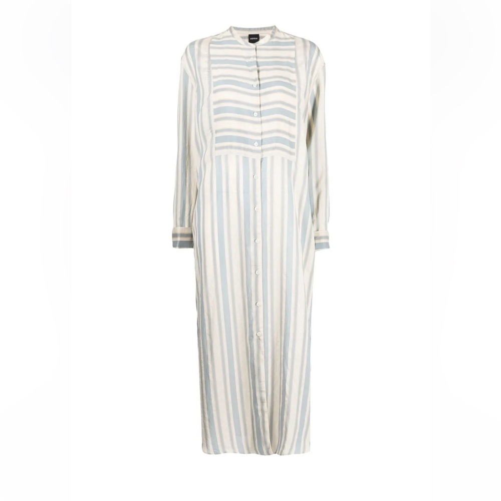 ASPESI Striped Long Sleeve Button-Up Dress